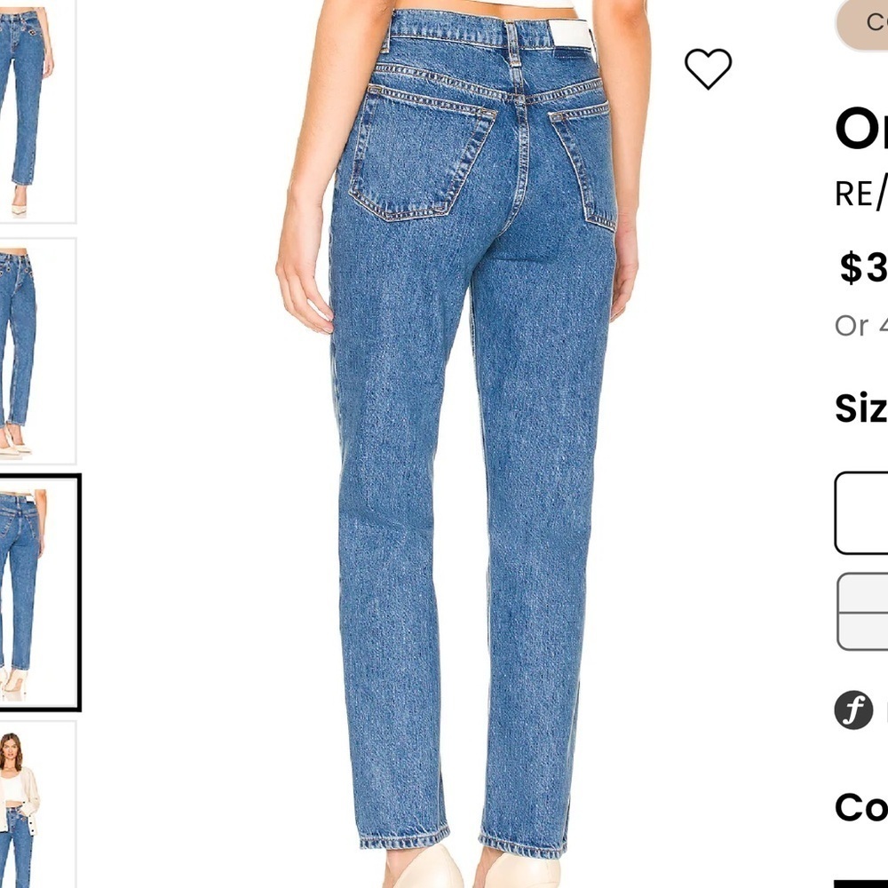 RE/DONE Originals 70s Straight in Indigo Stud Size 26 NWT - Picture 2 of 12